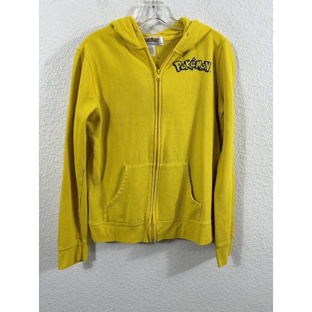 Pokemon Hoodie Youth Large Yellow Full Zip Pikachu Ears Tail Graphic Cosplay